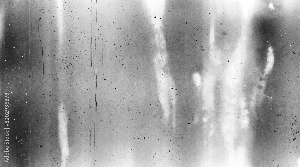 Obraz premium Old film texture with scratches, noise and light leaks. Realistic transparent overlay film texture in black-white, dust and grain. Distressed retro movie or photo negative effect of cinema nostalgia