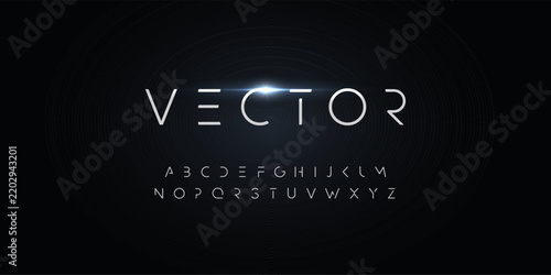 Futurism style alphabet. Thin segment line font, minimalist type for modern futuristic logo, elegant monogram, digital device and hud graphic. Minimal style letters, vector typography design.