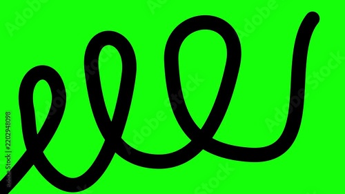 Hand Drawn Black Swirl Line Animation - 4K Doodle Loop Trim Paths Stroke on Green Screen Background