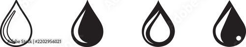 Set of Modern Drop Icons in Various Graphic Design Styles Isolated on White Background.