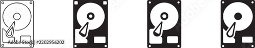 Set of Modern HDD Icons in Various Graphic Design Styles Isolated on White Background.