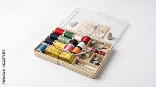 Vintage Household Sewing Kit Isolated