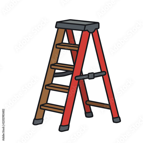 Foto Red and brown stepladder