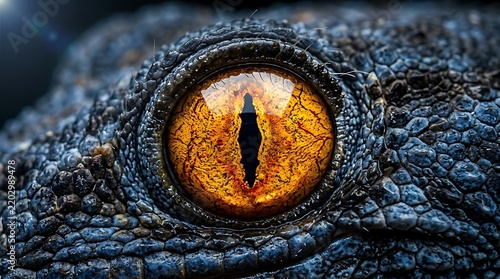 Close up of a reptile eye detailed scales and golden iris