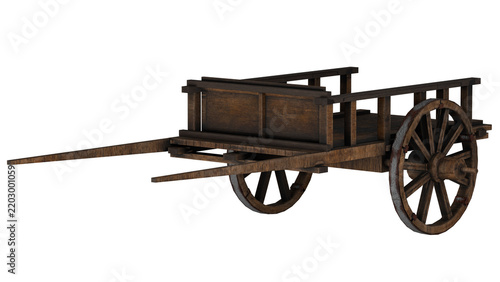 Canvastavla Medieval wooden wagon with wheels