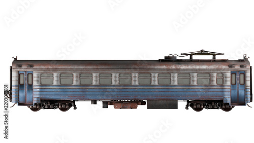 Old broken electric passenger train