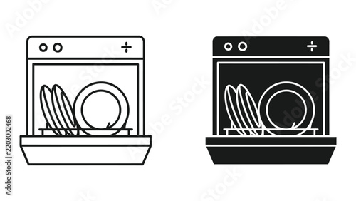 Modern dishwasher appliance icon vector illustration isolated on transparent background