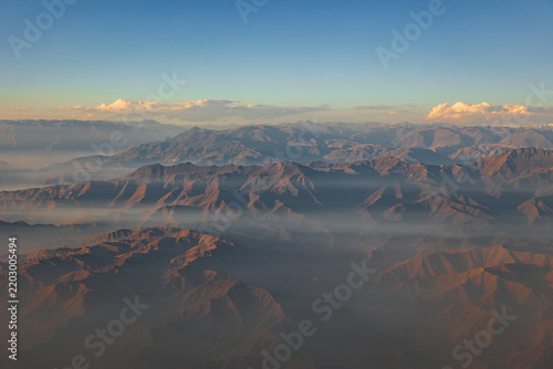 Photograph of the Peruvian Andean landscape taken from a commercial airplane