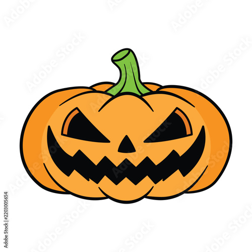 Scary Jack O Lantern Pumpkin Illustration with Spooky Face for Halloween Party
