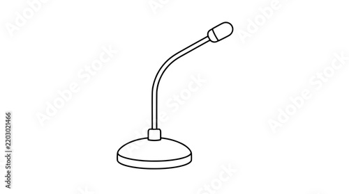 Konstfotografi Gooseneck Microphone on Weighted Tabletop Base Vector Icon Illustration, Profess