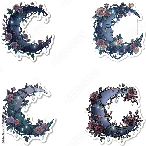 Decorative letter c with dragon and leaf illustration