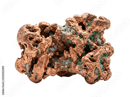 Native copper nugget isolated on transparent background