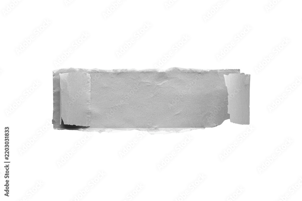 Obraz premium Gray torn paper strip with tape single subject for advertising and editorial use