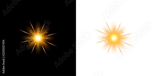 Bild auf Leinwand Dynamic light burst a comparative study of illumination against dark and white b