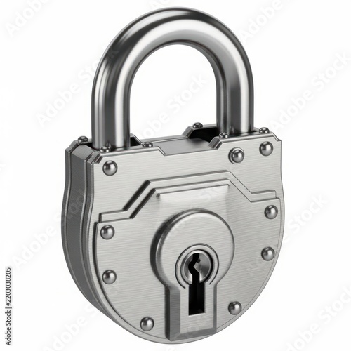 Modern metal padlock with keyhole