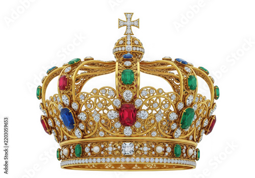 Ornate royal crown with precious stones