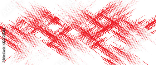 Abstract red and white grunge halftone splash vector pattern for sportswear, jersey, and car wrap background.
