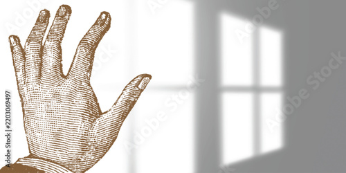 hand on a black background