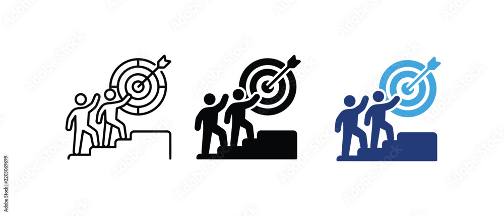 Obraz premium Mentorship coaching target goal guidance success icon vector set 