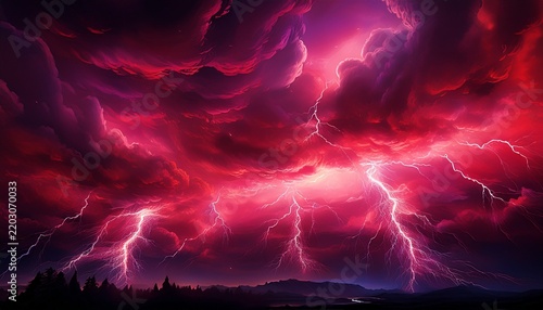 storm red lightning in the dark night sky red thunder clouds lightning effect magenta sky lightning background red lightning electrical discharge background lightning fiery explosion