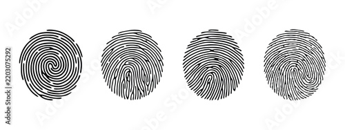 Fingerprint Identification and Biometric Security Icons
