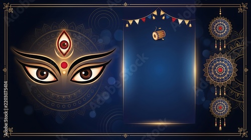 Close-up of mystical goddess eye with intricate headdress design