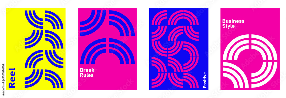 Fototapeta premium Colorful abstract geometric patterns set