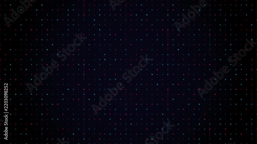 Abstract technology background motion graphic with flowing pink and blue dots creating digital patterns.