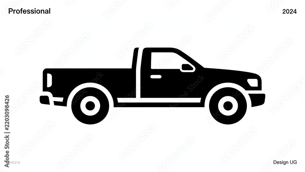 Fototapeta premium Pickup Truck Vector Icon Illustration for Transport and Delivery Services