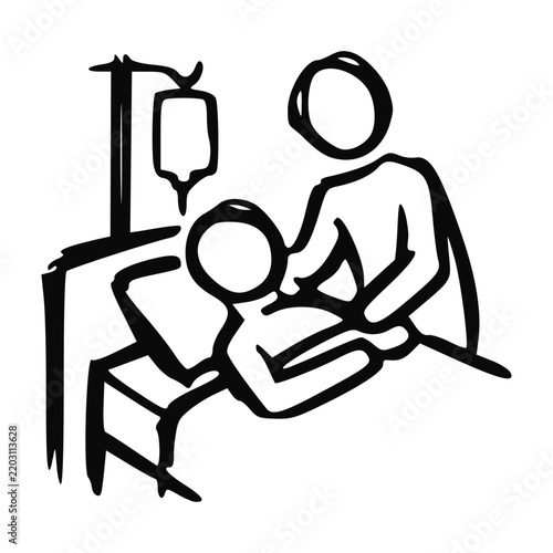 Handdrawn Patient and Nurse Icon Illustration