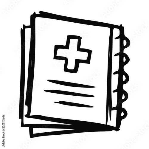 Hand Drawn Medical Record Notebook Icon Illustration