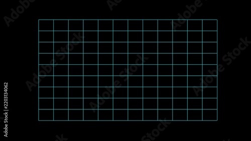 Animated bright green bar chart on blue grid HUD data analytics loop   