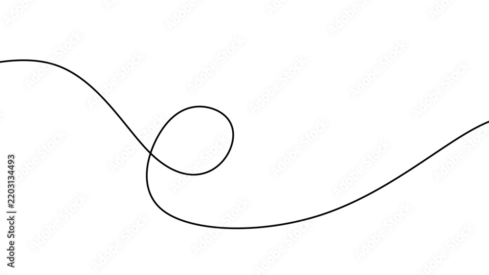 Fototapeta premium Single continuous black line forming a simple loop on a white background