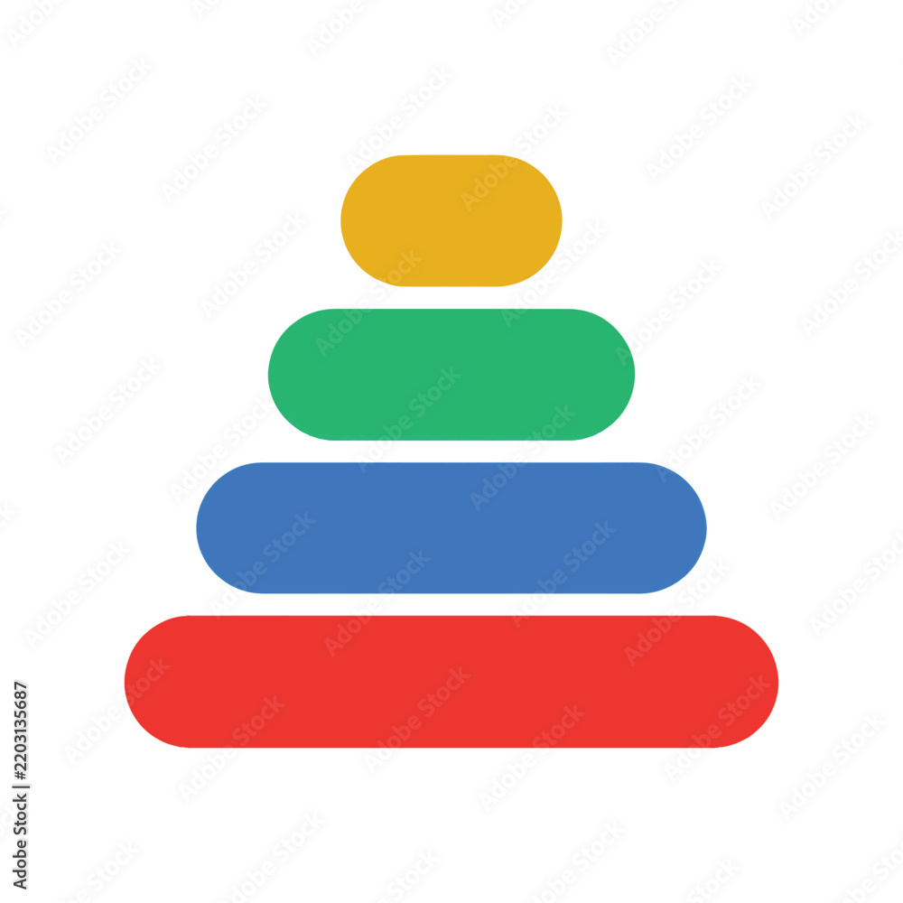 Fototapeta premium Minimalist Colorful Pyramid Shape Vector Illustration, Abstract Stacked Geometric Shapes Vector Design, Colorful Layered Pyramid Logo Design, Modern Geometric Pyramid Icon Illustration