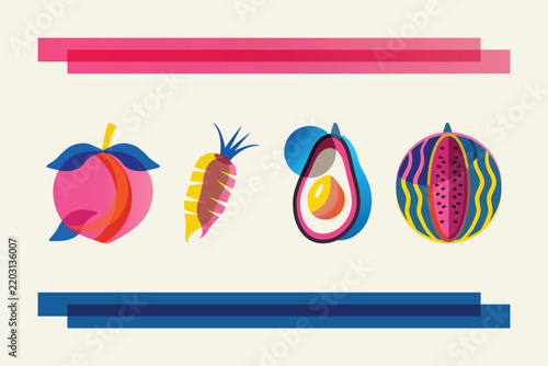 vector illustration of a set of risograph decorations