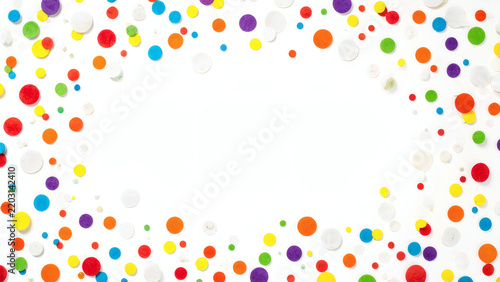 Brightly Colored Polka Dots In Diverse Patterns Framing A Clean White Space For Creativity.