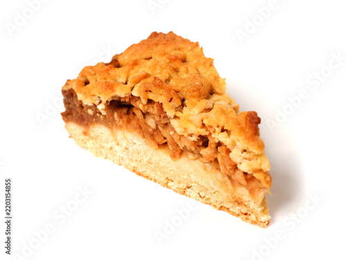 Fotografía Single slice of apple pie with golden, crumbly topping