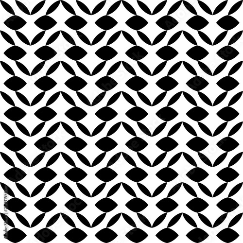 Seamless pattern with geometric motifs in black and white