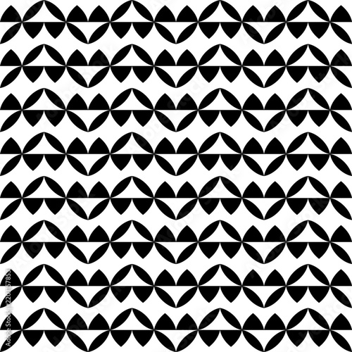 Seamless pattern with geometric motifs in black and white