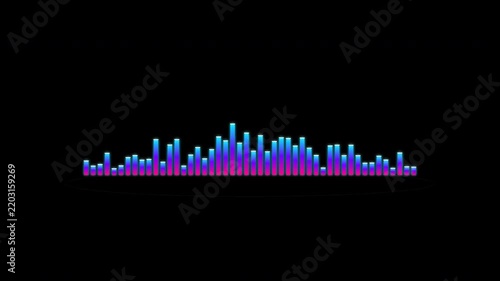 Dynamic Audio Visualization with Colorful Bars and Waves.
