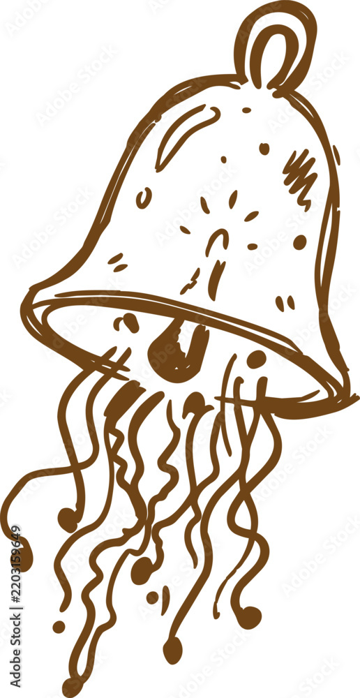 Obraz premium Whimsical mushroom character with flowing stem line art
