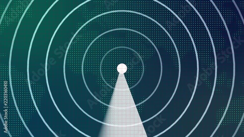 Aircraft signal and guidance hud icon radar animated .Radar screen animation on map background. Signal transmitted sonar radar .Radar point to detect enemy position