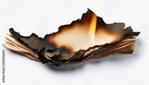 burnt paper on white background