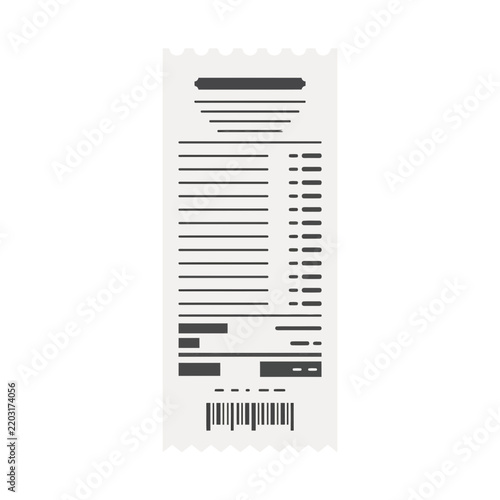 Minimalist paper shopping receipt vector illustration isolated on a white background