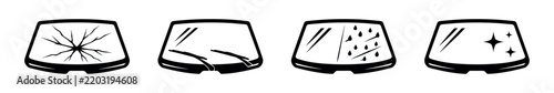Car Windshield Repair Service Icons