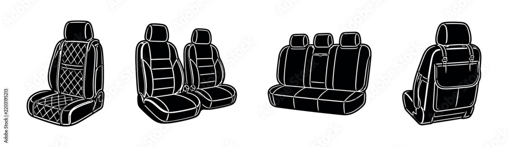 Obraz premium Automotive Seat Cover Set Illustration