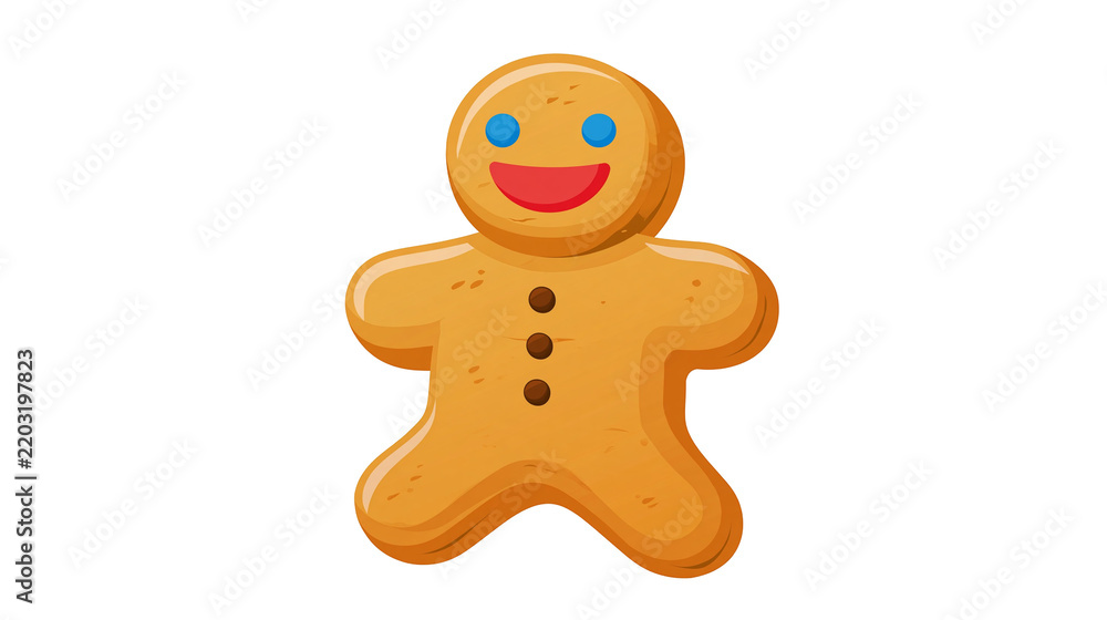 Obraz premium Isolated cartoon gingerbread cookie character with a cute smiling face for holiday season