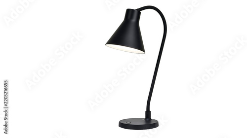 Obraz na plátně Isolated black flexible metal modern desk lamp with round base and text k (624)
