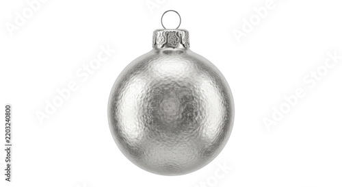 Obraz na plátně A single silver Christmas bauble with a textured metallic surface isolated on wh