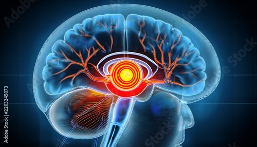 brain scan with pituitary highlight